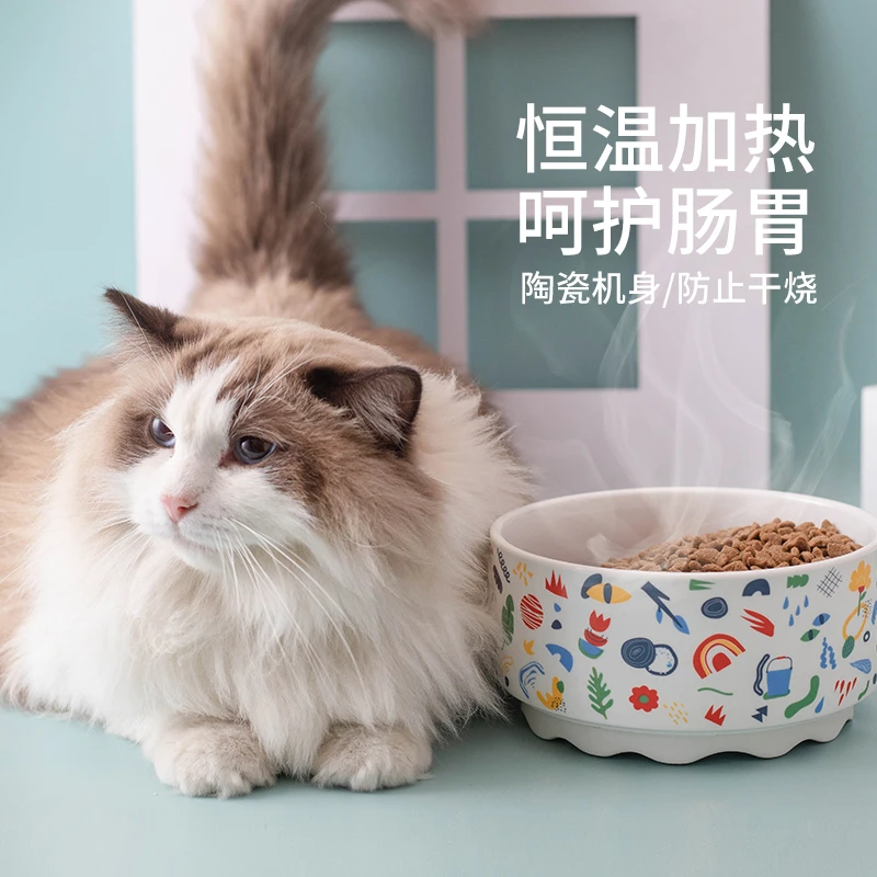 悬挂可爱自动饮水机恒温加热陶瓷饮水器宠物自动喂水狗水盆喝水器