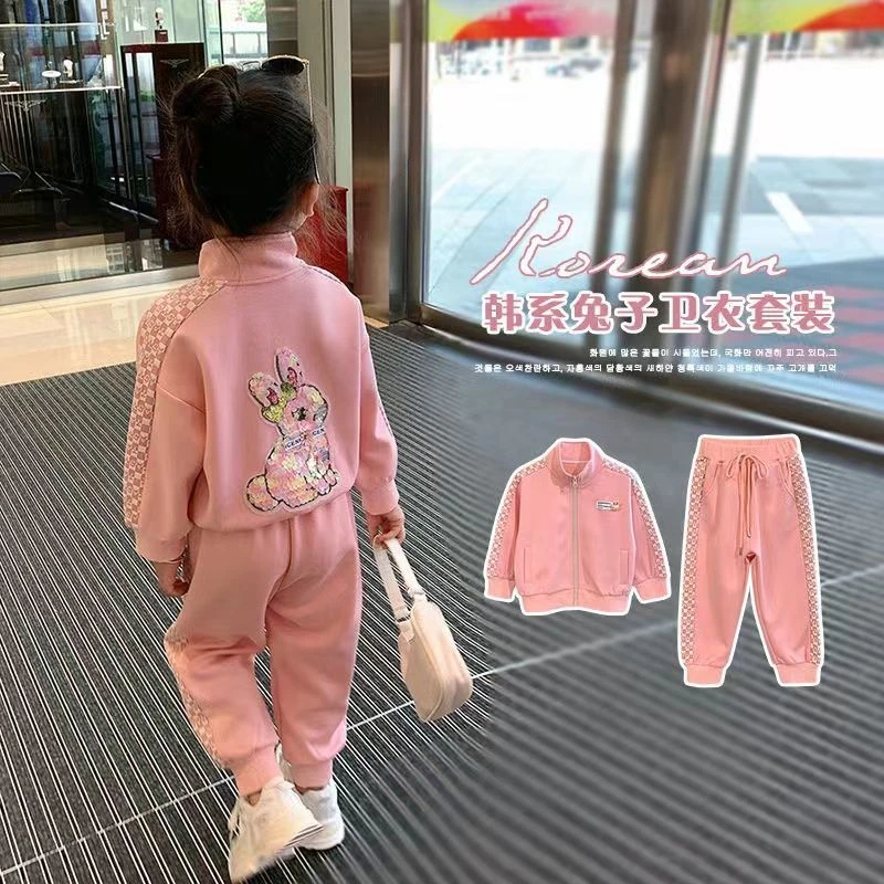 【糖果】女童加绒套装2023秋冬新款洋气兔子儿童小女孩韩版网红