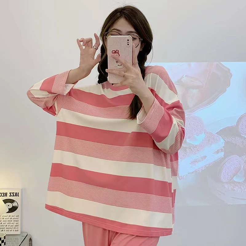 凤姐推荐   {休闲风}      韩版宽松显瘦经典条纹休闲套装