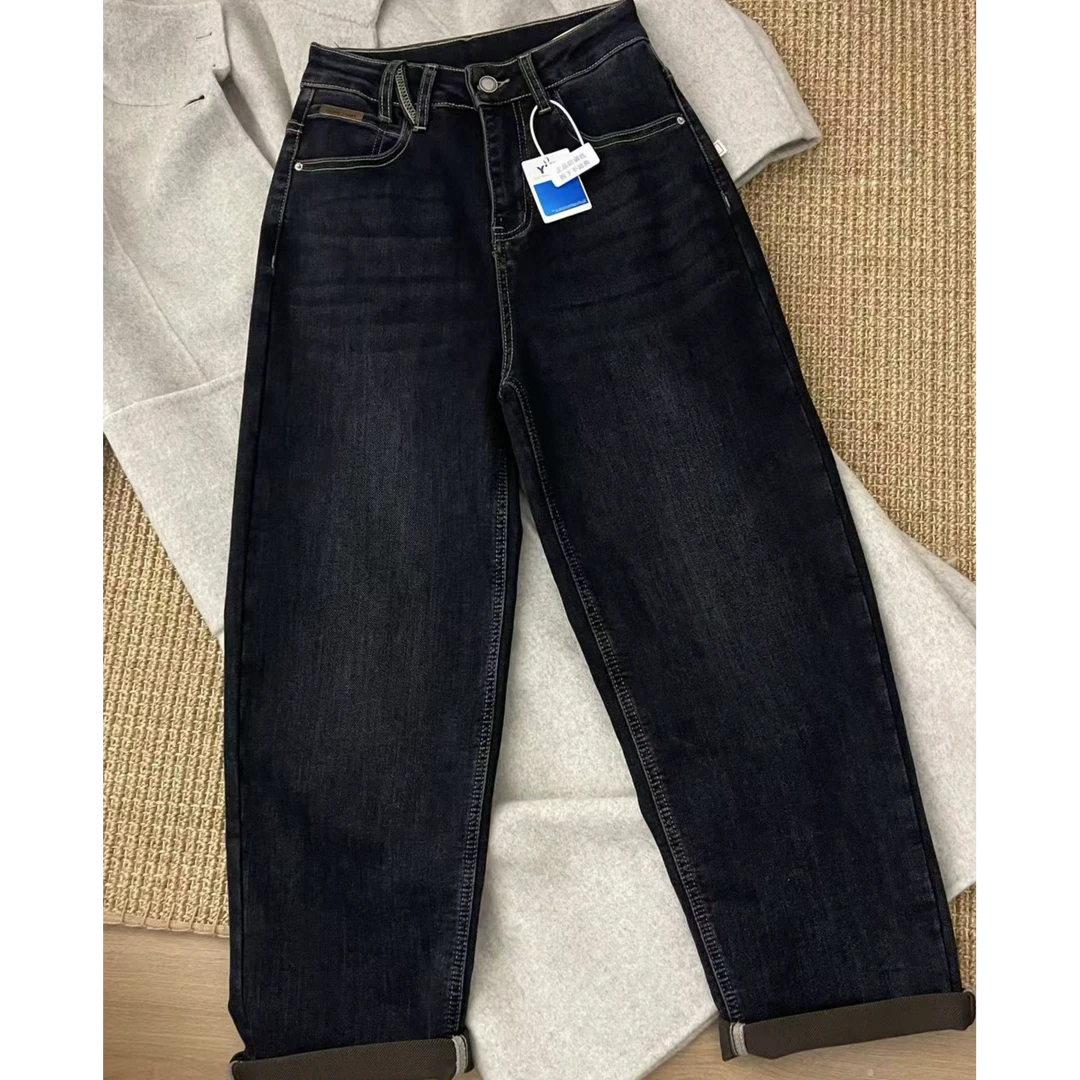 滨莉家 1813-2 韩系蓝灰色超柔软加厚毛巾底牛仔哈伦裤