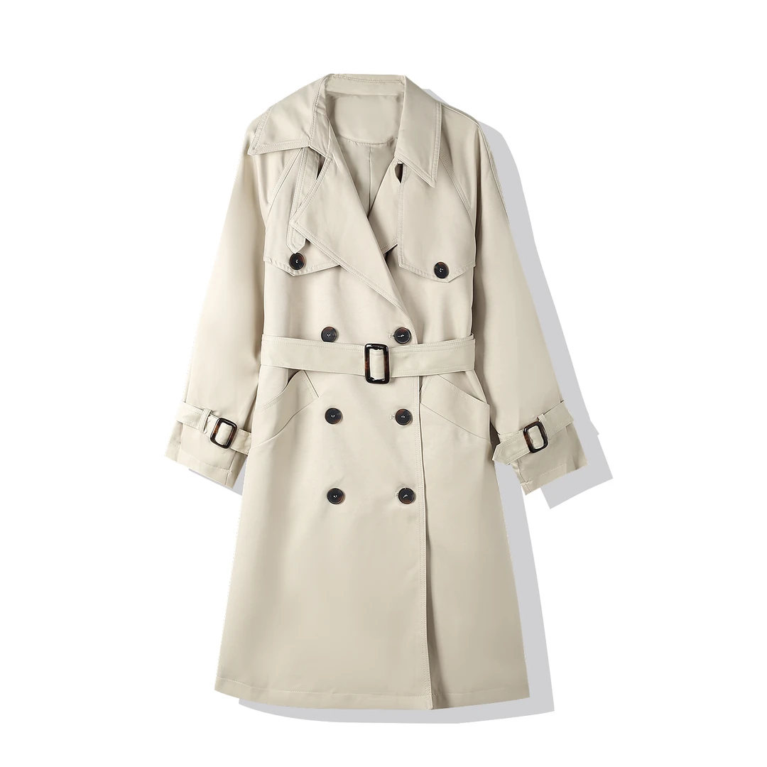 【原创设计】双排扣显高显瘦时尚休闲百搭英伦风风衣外套XHN8816