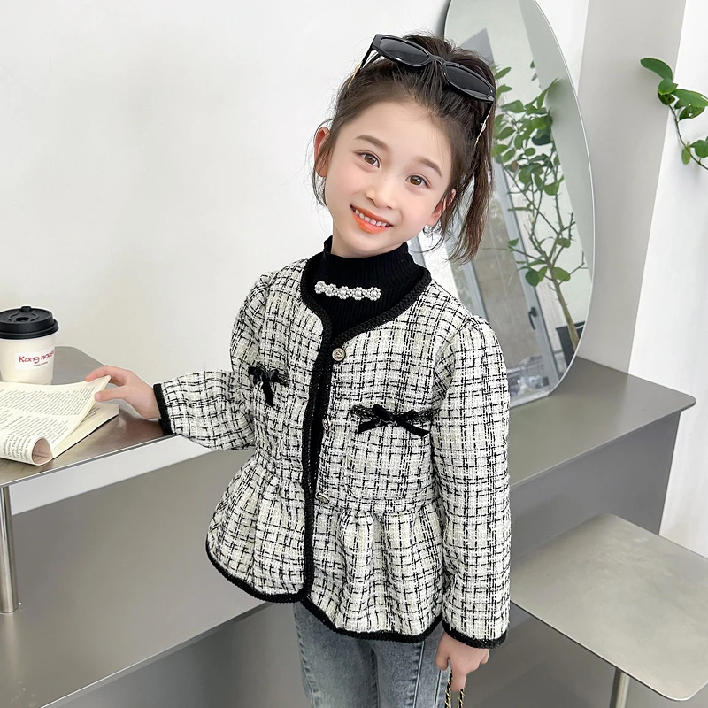 女童外套春秋款2024新款童装时髦洋气儿童小香风夹克宝宝秋装上衣