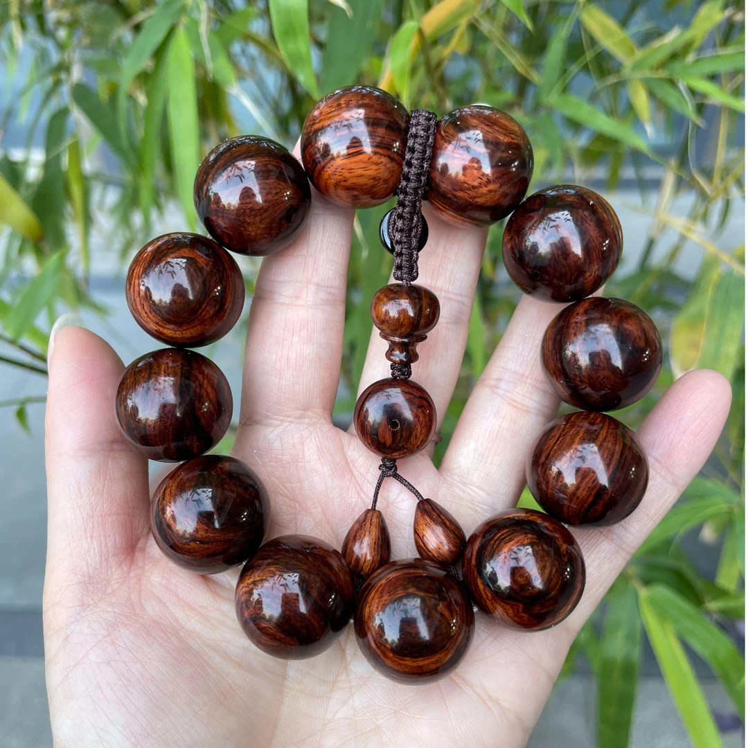 海南黄花梨降香黄檀2.0CM紫油梨老料黄金底大黑线手串【老良红木】