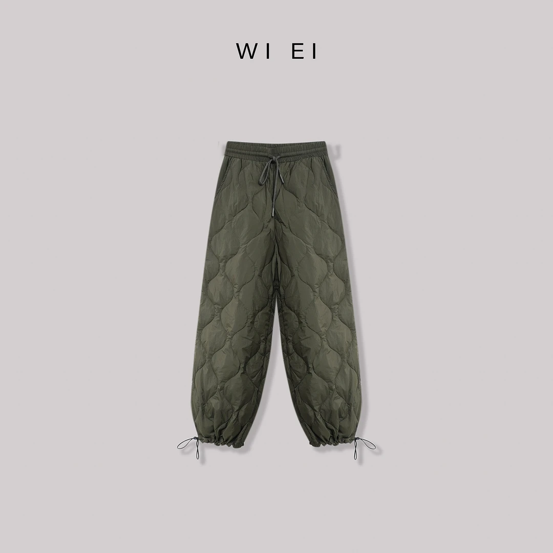 《WI EI》鹅绒裤*松紧腰系带 90白鹅绒 菱格压线 保暖鹅绒裤 24100