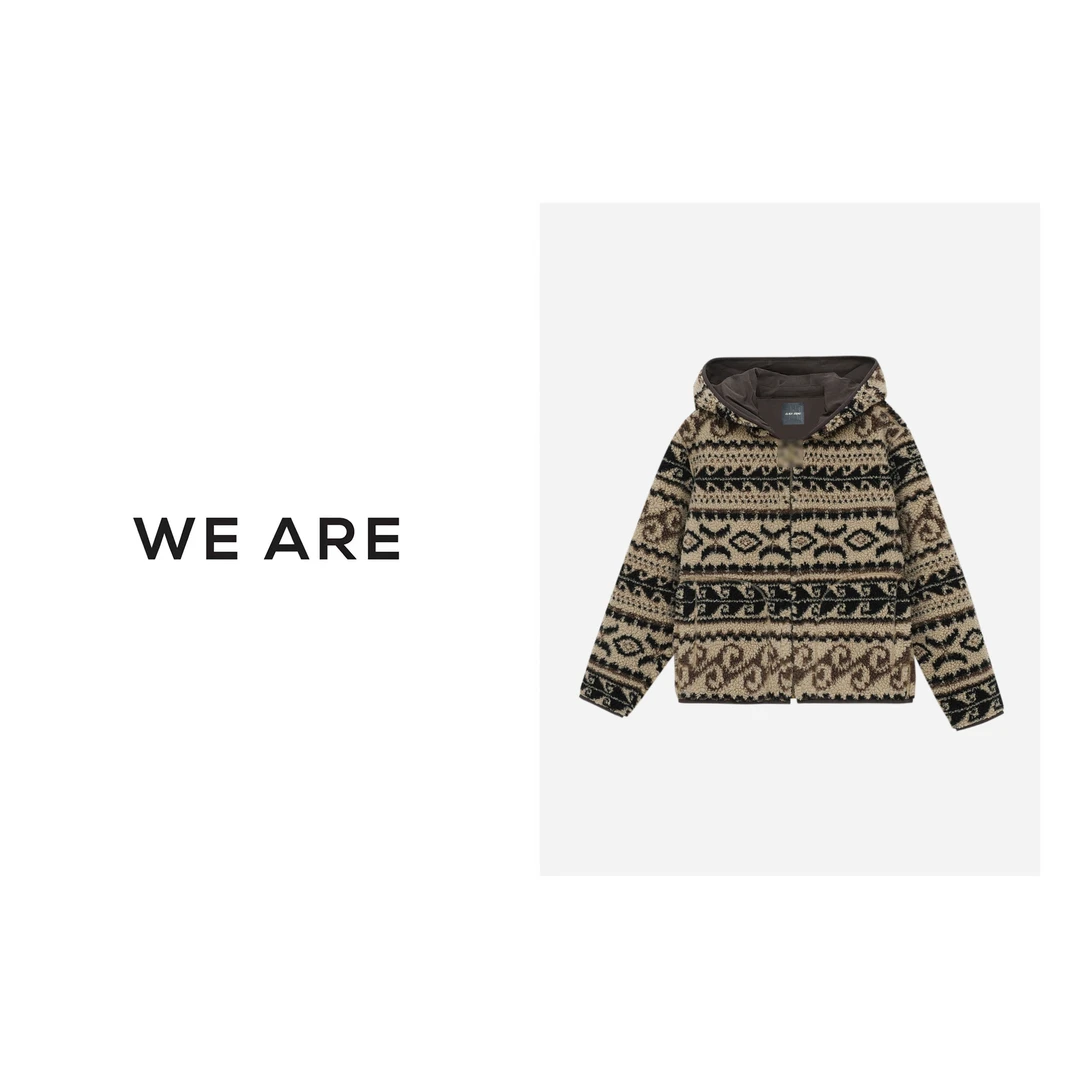 《WE ARE》烤椰拿铁  2024新款 法式提花 连帽毛毛外套 23169