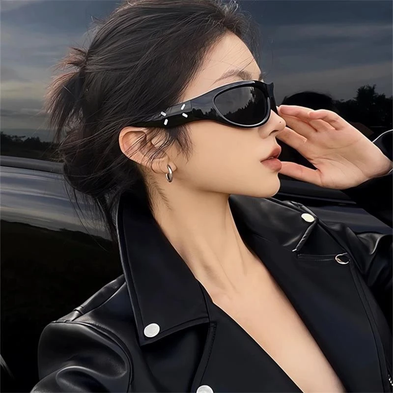 帕森精品jennie同款墨镜发箍女千禧时髦y2k骑行防风欧美弧形太阳