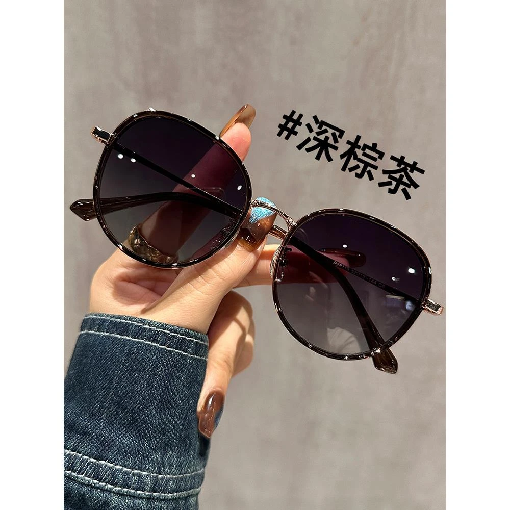 帕森精品牌韩系小圆框墨镜女防紫外线高级感太阳镜可配有度数开车