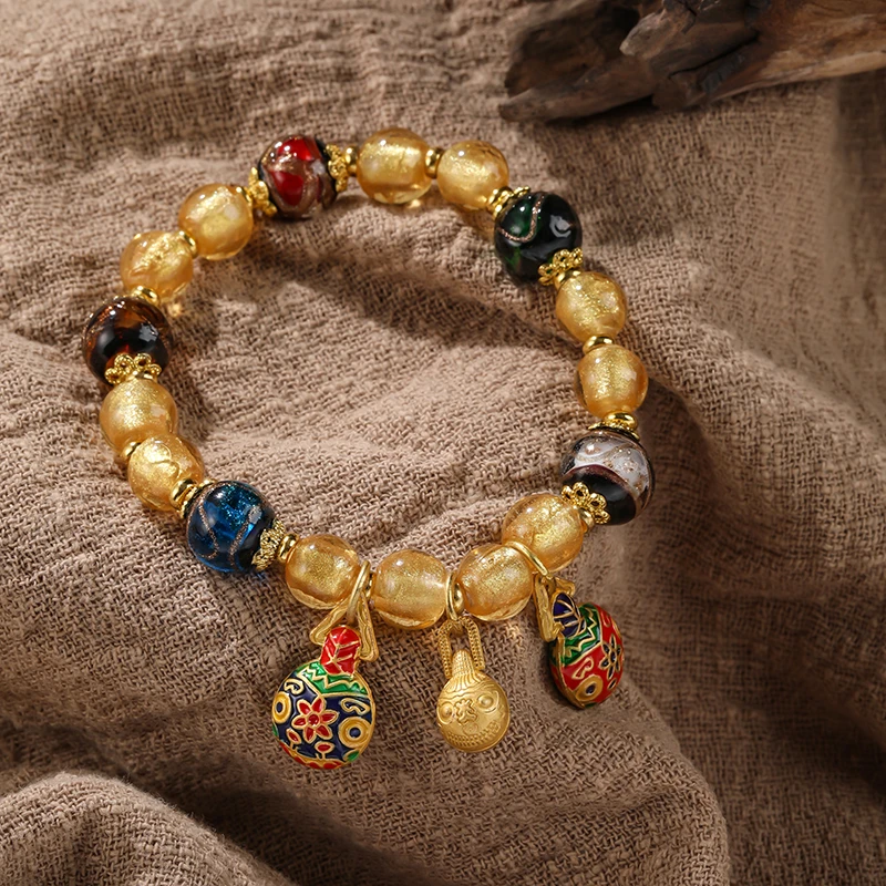 【五路开运门手串】金色手工女款气质琉璃百搭气质
