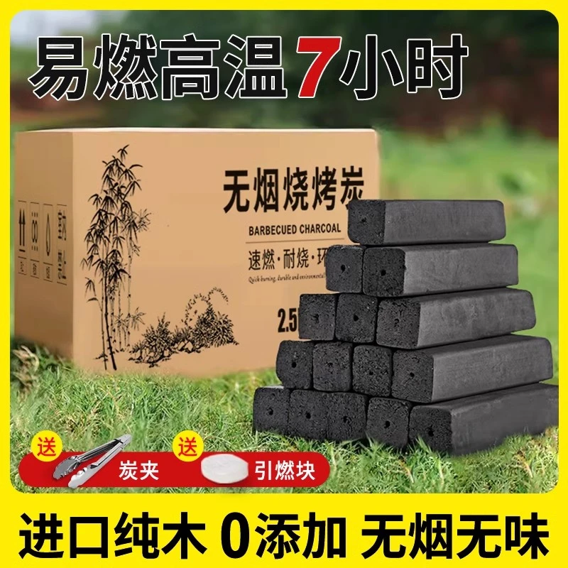 烧烤碳10斤装无烟家用果木炭烤炉速燃机制竹炭专用室内烤火取暖