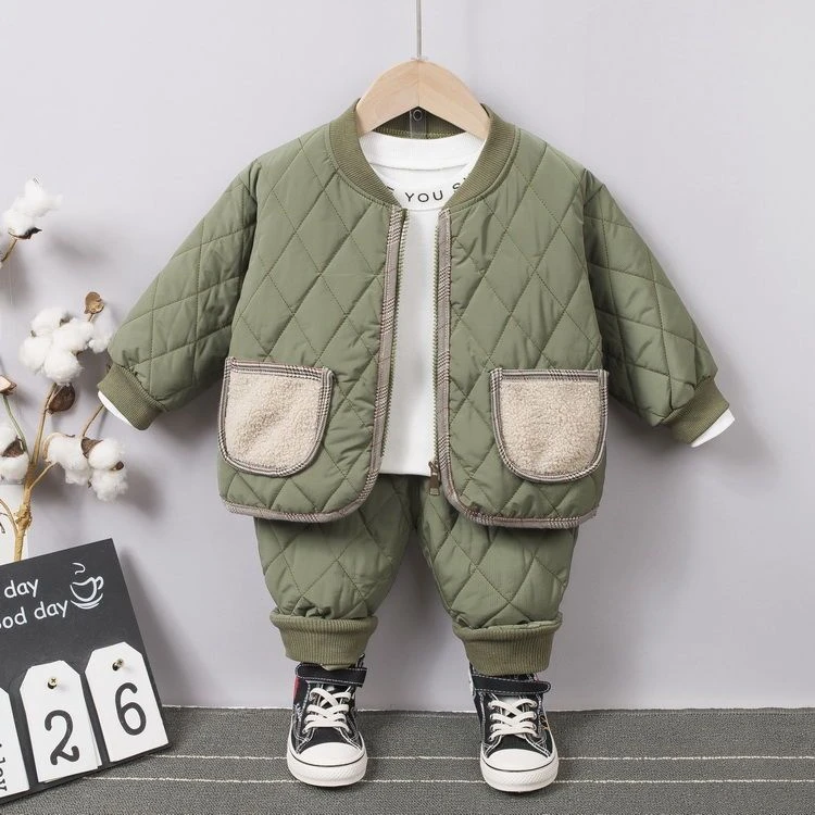 巴拉2023秋冬新款儿童棉服套装男女童中小童宝宝居家服加厚两件套