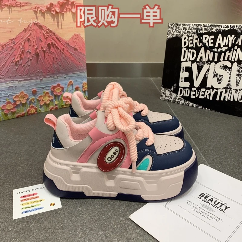 红蜻蜓牌女厚底小个子松糕底小白鞋2023年秋季新款休闲鞋小众女鞋