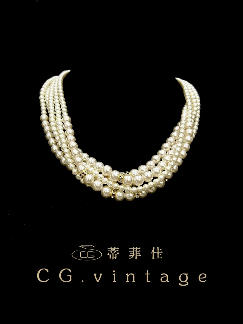 铜合金仿珍珠项链 【0024】秋冬新款手工妈妈气质白色百搭复古编织