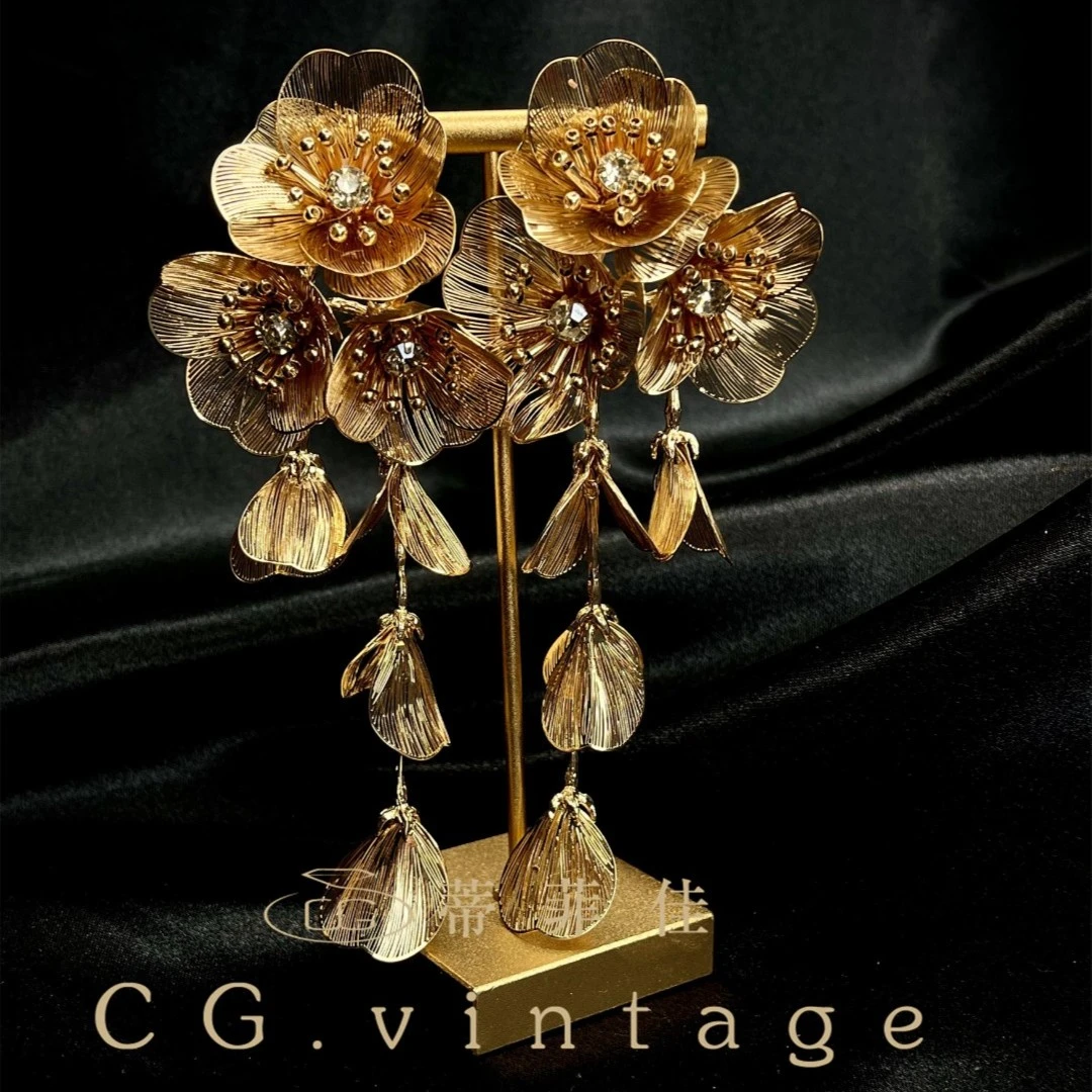 铜合金项链 CG.vintage【金碧花】XL-0373春季穿搭配饰复古手工轻奢
