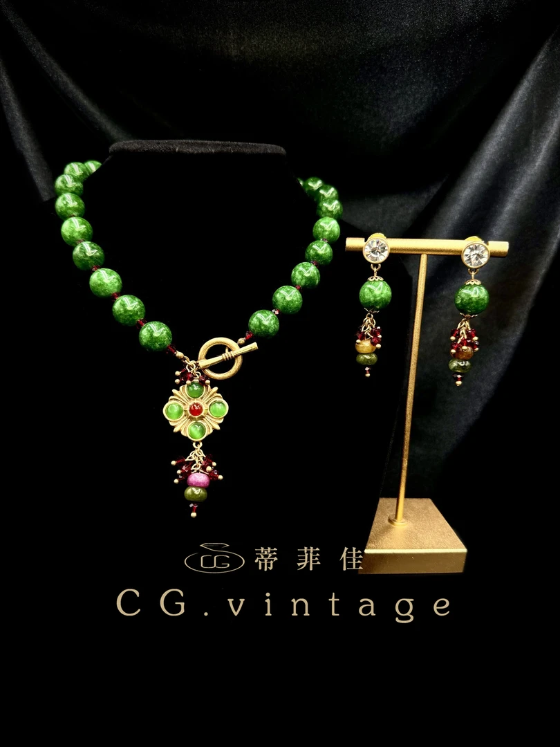 铜合金珐琅项链 CG.vintage【卡莱诺】手工气质时尚百搭复古国风