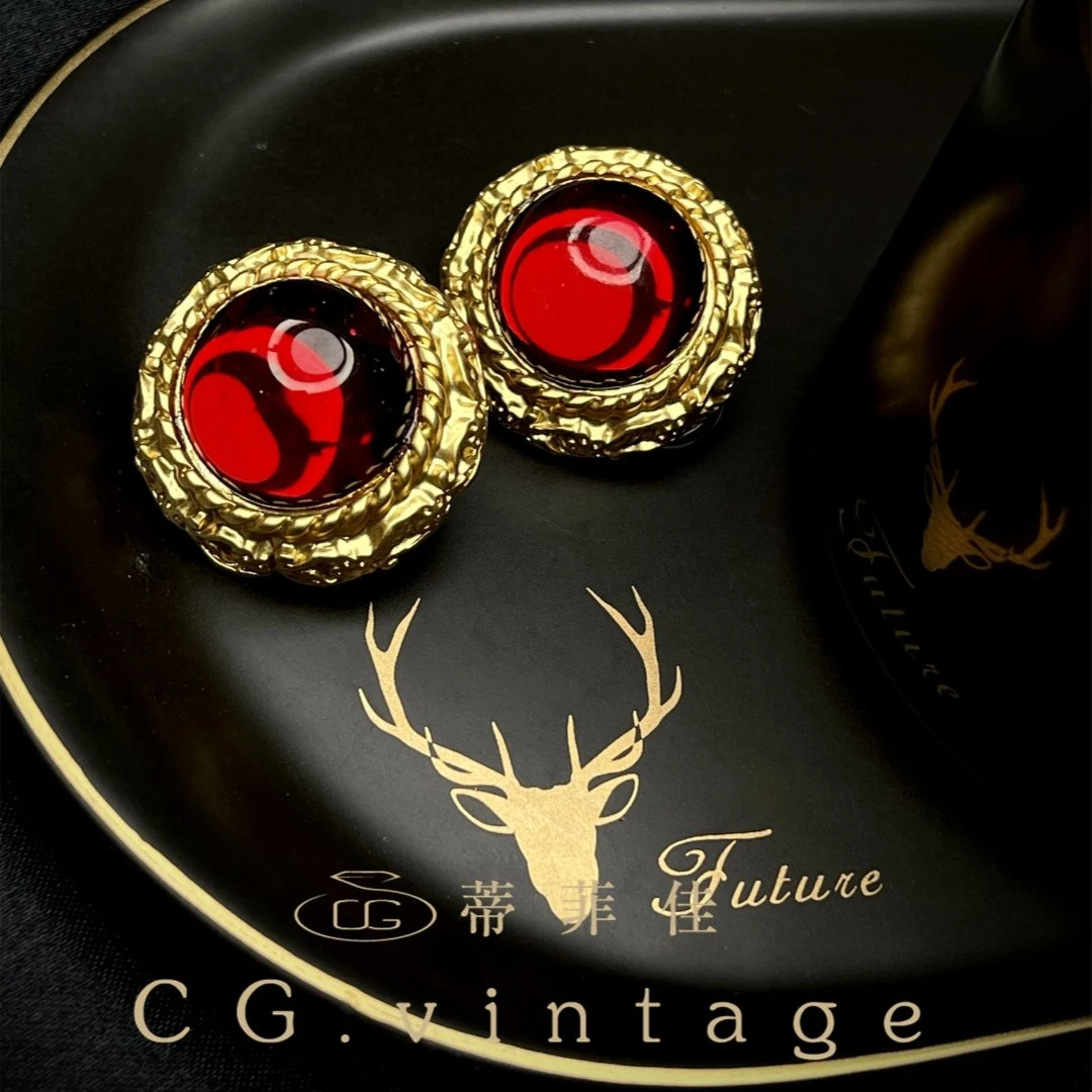 铜合金珐琅耳饰 CG.vintage【0120】中古轻奢素款手工气质时尚复古