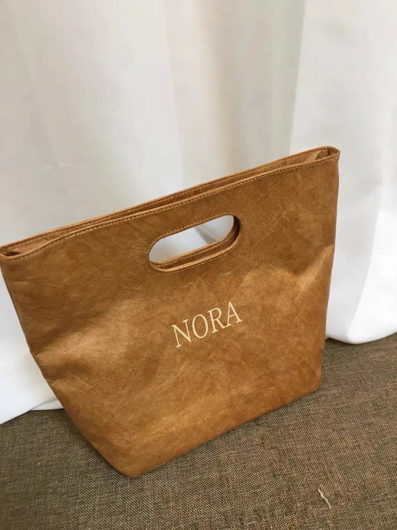 小众设计女包通勤可水洗牛皮纸手提大容量托特包可水洗2023包包