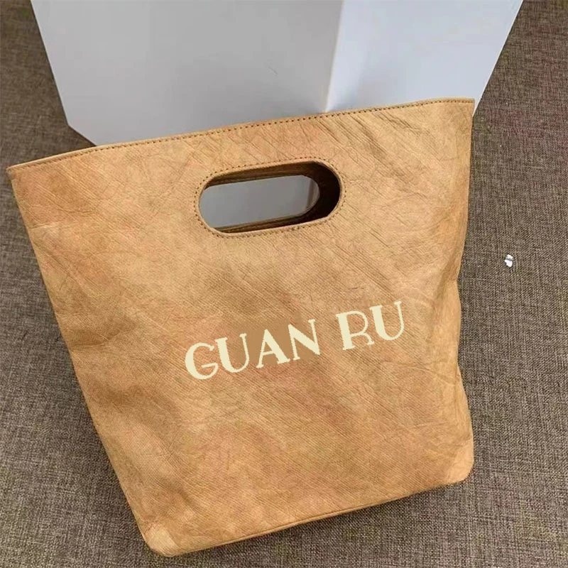 出门上班小拎包女字母牛皮纸包包通勤包托特包小众复古手提袋水洗