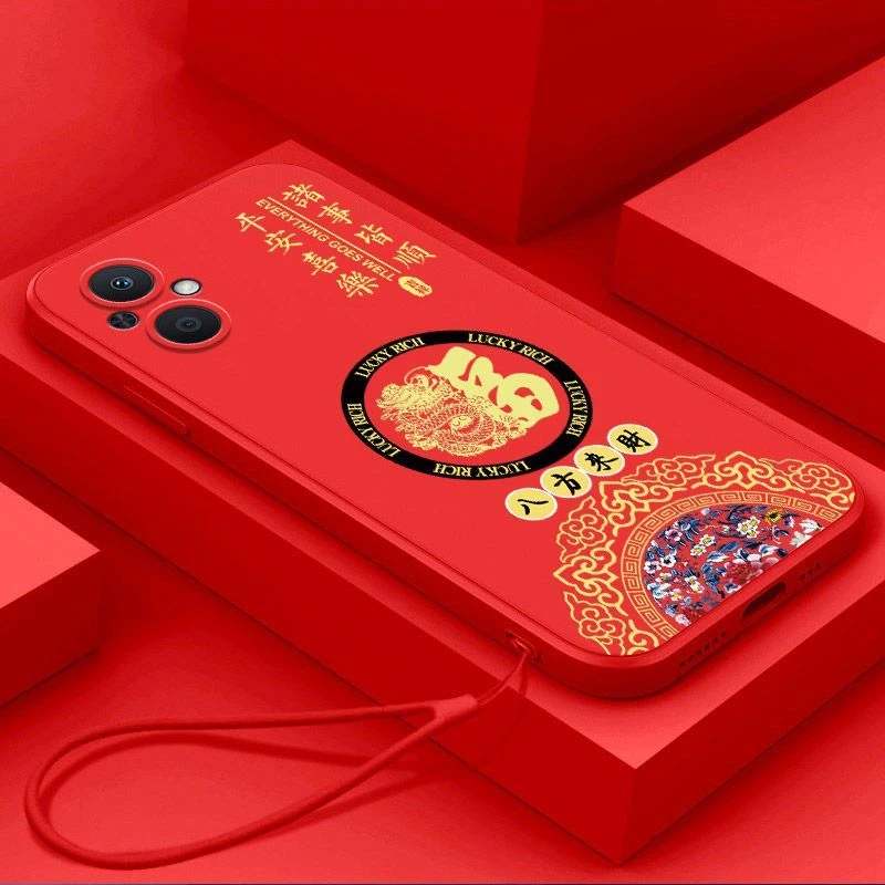 OPPOA96手机壳国潮龙福液态硅胶软壳全包镜头新款超薄保护套