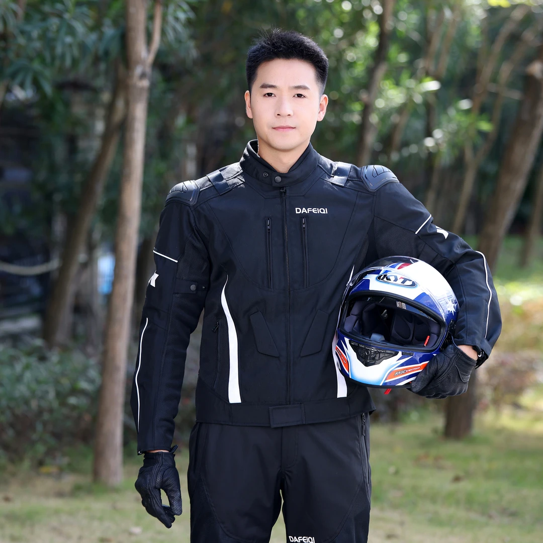-达飞奇.黑鹰肩甲款机车服5块EVA慢回弹护具耐磨.春秋款