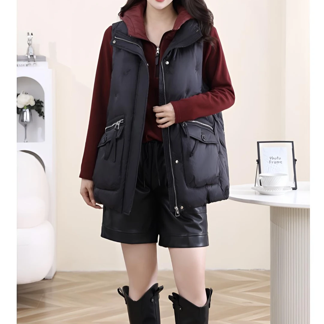 秋冬款909款加肥加大显瘦遮肉短款女士羽绒马甲百搭保暖宽松气质