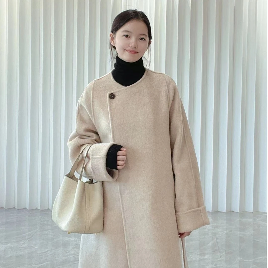 【纯驼绒】纯骆驼绒圆领长款随性又柔美 秋冬必备的时髦单品！