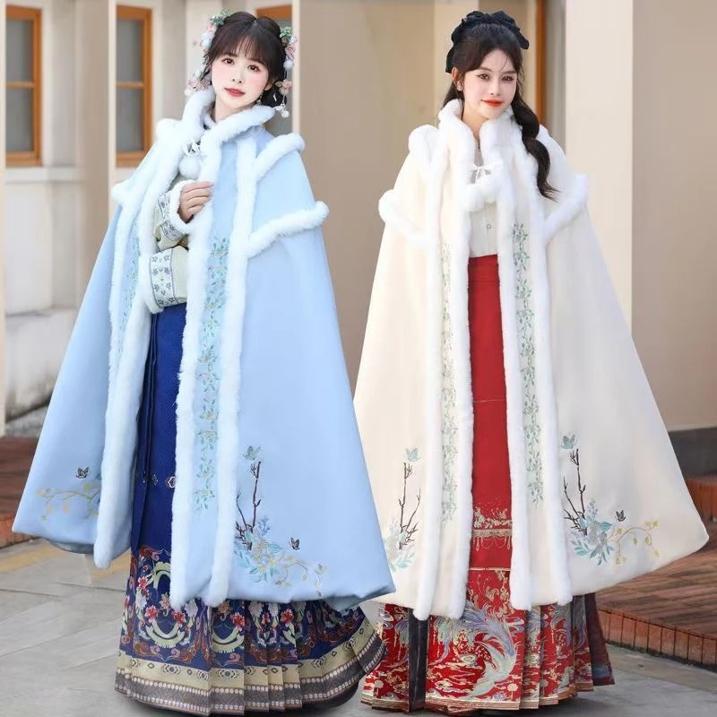 青城斗篷汉服女2024秋冬新款长款加绒加厚古装披风超仙气古风披肩