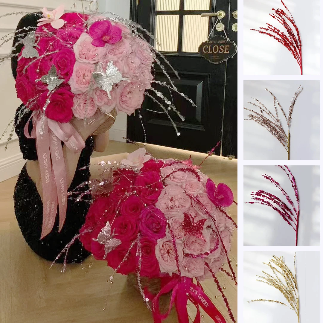 花野 火树银花花束装饰插枝亮片喷泉草形状diy闪粉装饰挂件资材