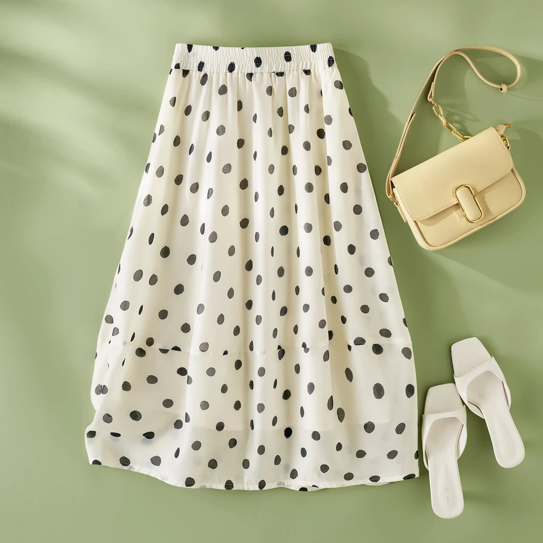 IHIMI/海谧优雅半身波点裙2025夏季新款法式气质显瘦花苞半身长裙