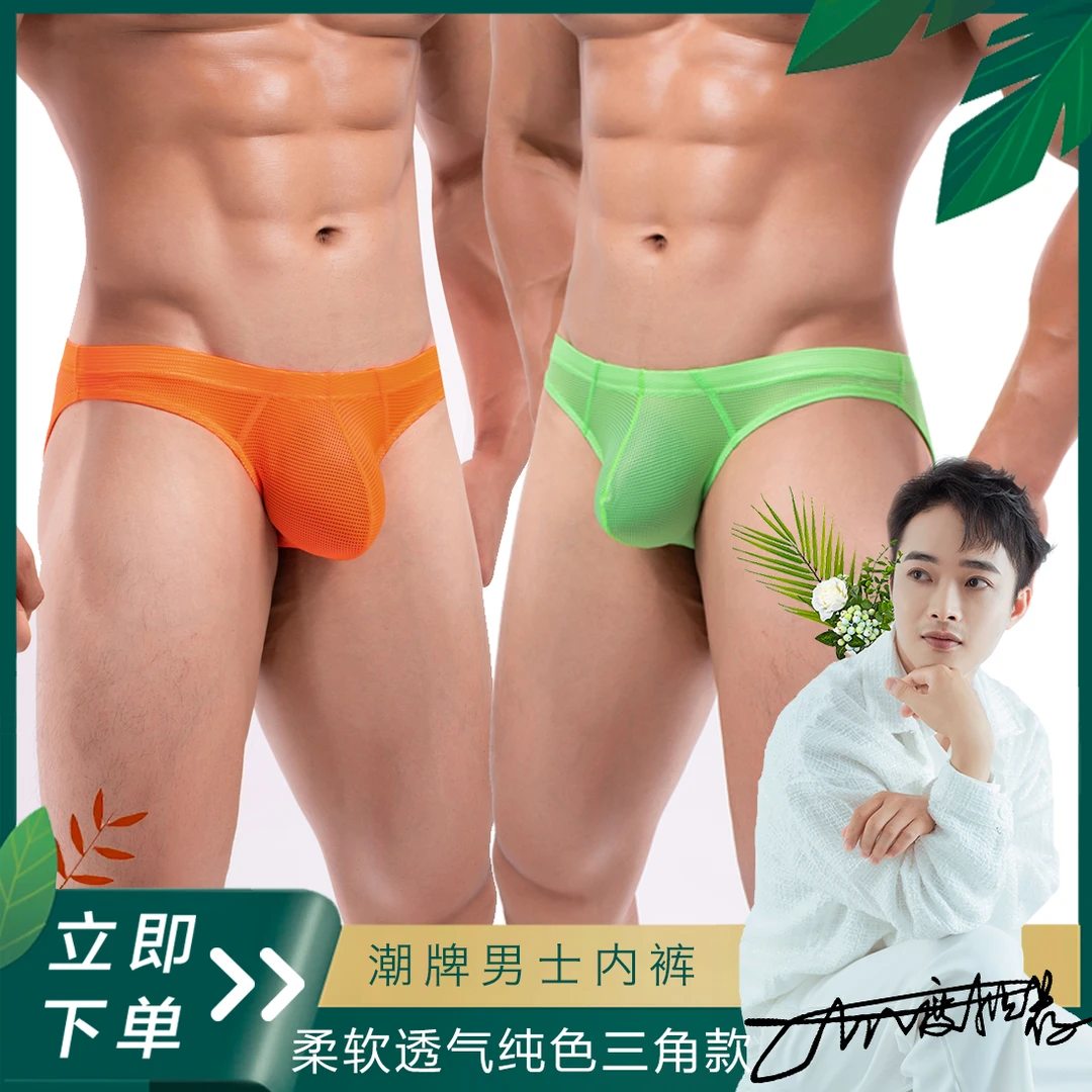 男士三角内裤低腰夏季网孔透气舒适性感纯色纯色底裤潮包邮