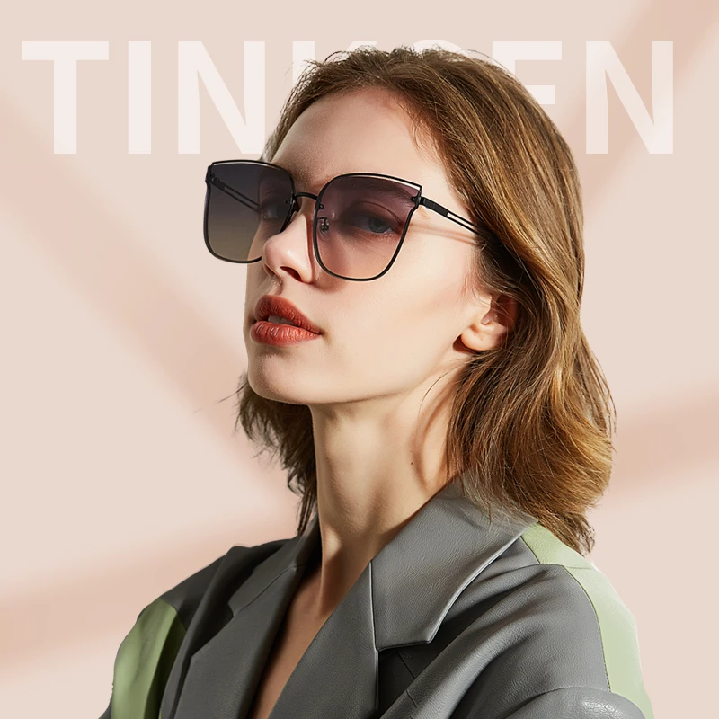 TINKSEN/汀克森大框显瘦茶色妆感女款网红百搭户外高能感墨镜