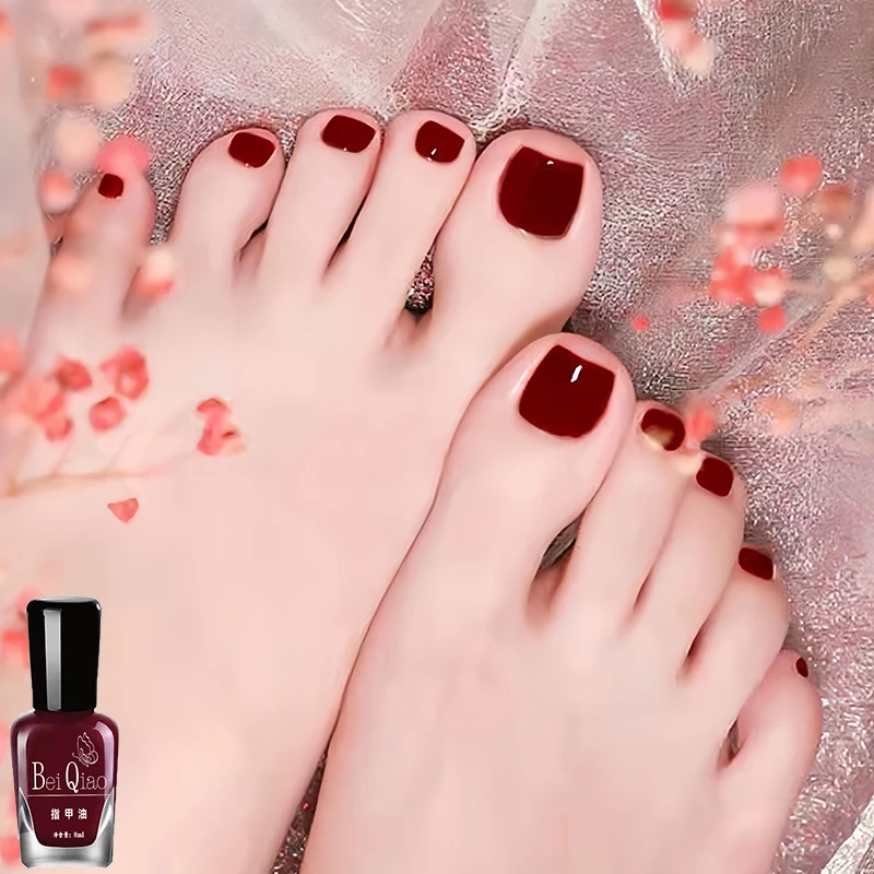 显白脚指甲油免烤速干防水持久不掉色夏天涂脚车厘子酒红脚趾甲油