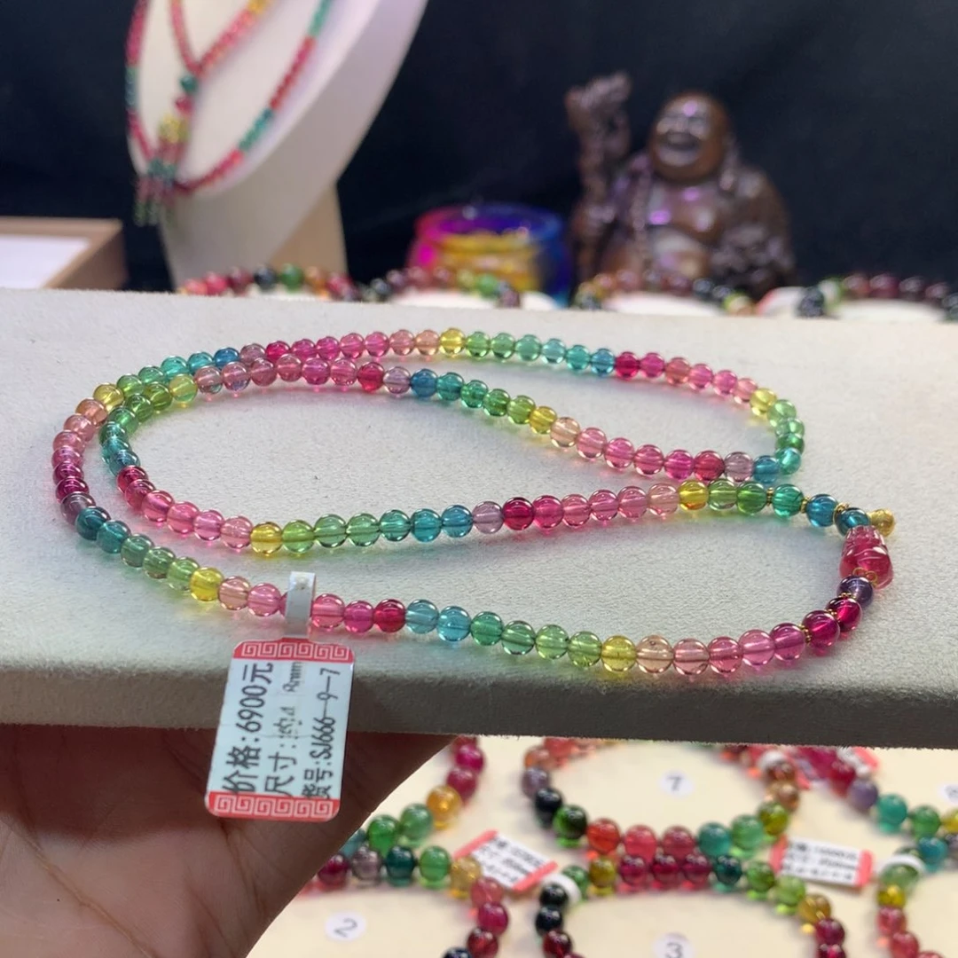 碧玺手链未镶嵌4.8浓艳。