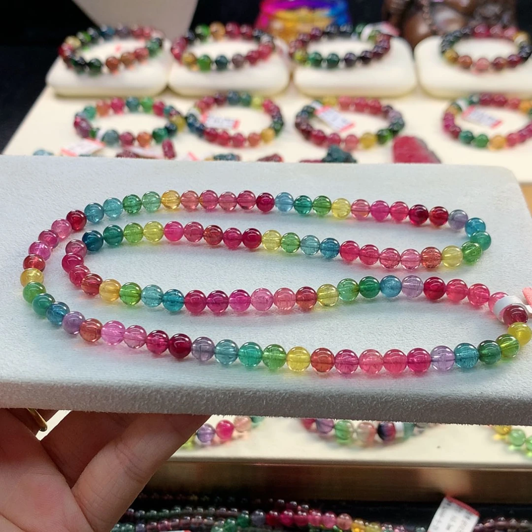 【闪购商品】碧玺手链未镶嵌荧光色标5.9。