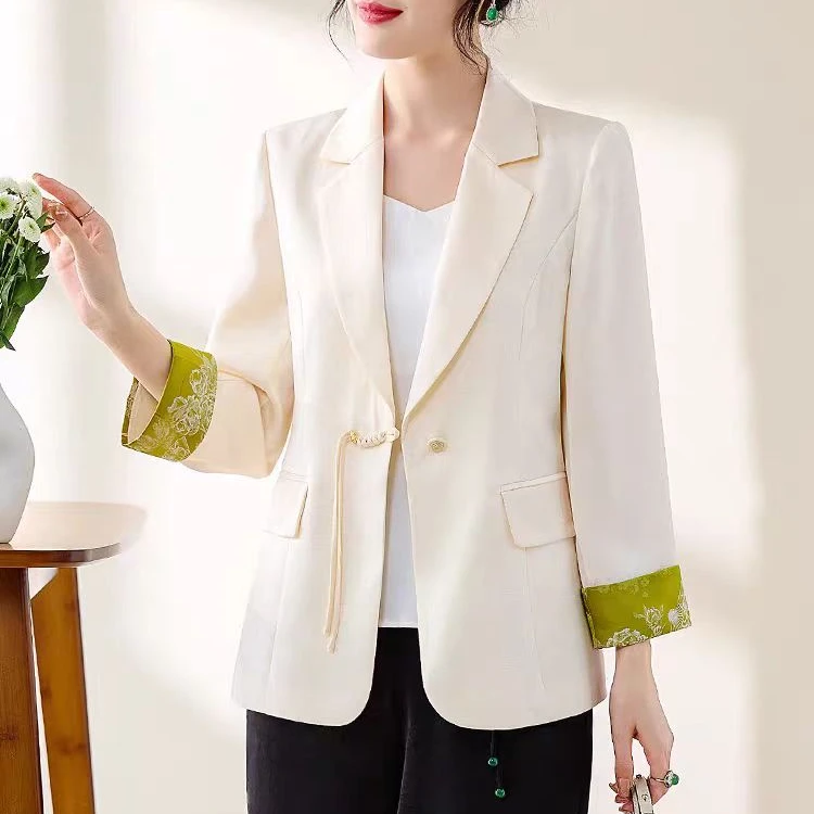 Y532 春秋洋气韩版气质显瘦遮肚时尚百搭国风提花休闲上衣女外套