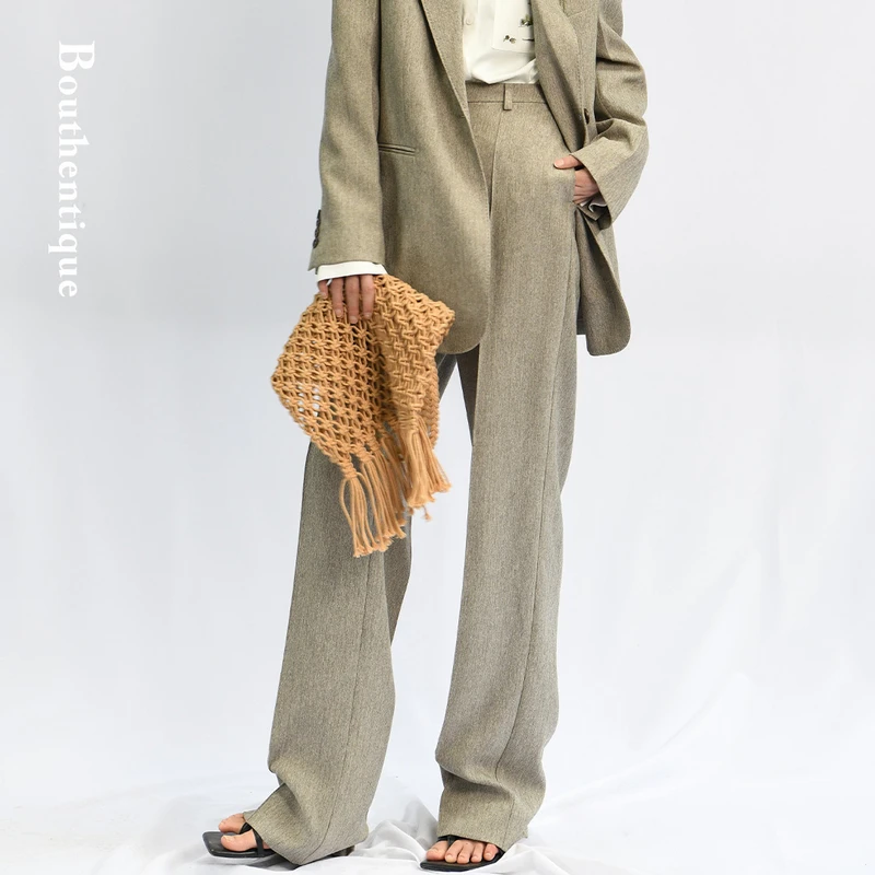 Bouthentique干练大气百搭高腰阔腿裤222331P1R14