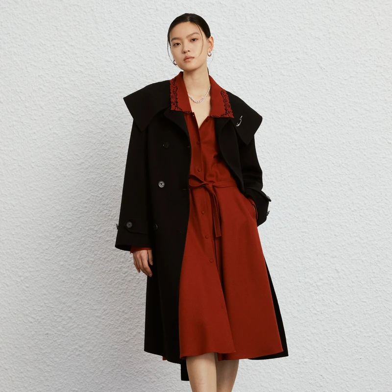 Bouthentique【璞凡缇】女士时尚气质中长款呢料大衣222421C1M30