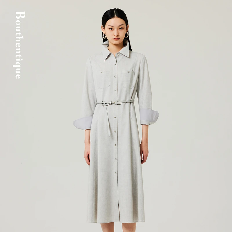 Bouthentique【璞凡缇】经典时尚收腰长袖连衣裙223431D1M30