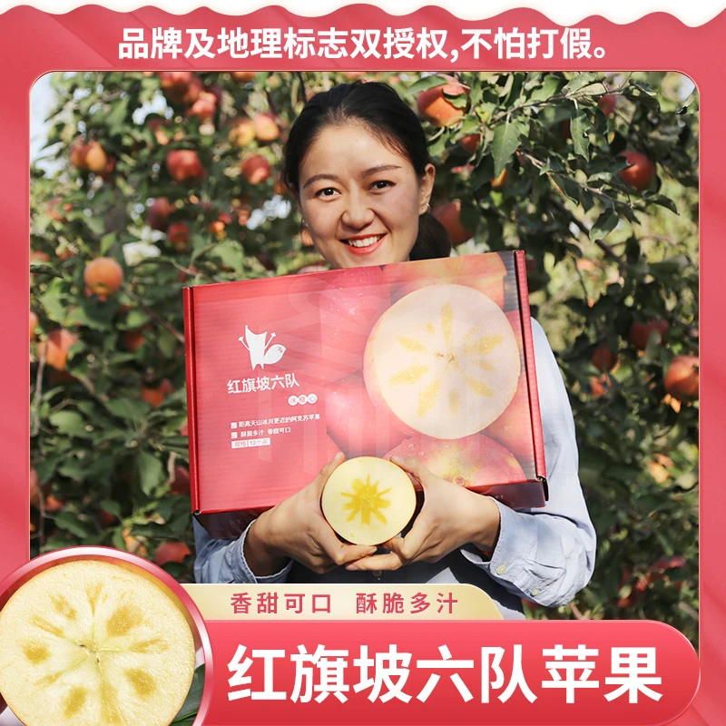 新疆红旗坡六队阿克苏冰糖心苹果7-8斤原产地发货正宗营养纯甜