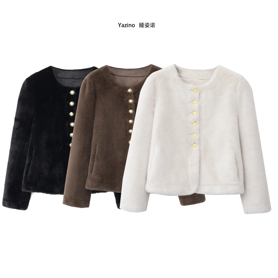 M.Y 媛总 皮毛一体 气质短款水貂绒环保毛毛小香风外套女 0628