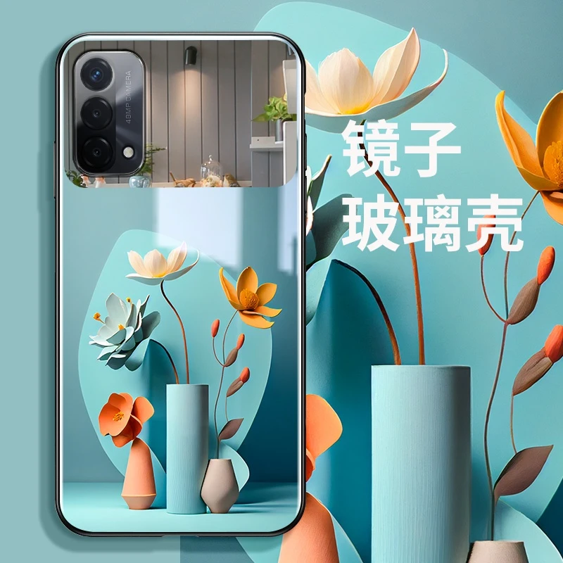 OPPOA93手机壳OPPO A93S硅胶全包补妆镜高端镜子潮牌女简约镜面