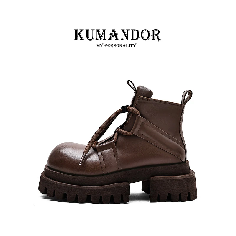 【大头娃娃】KMDSHOES 厚底英伦短靴女时尚百搭JK大头靴马丁靴