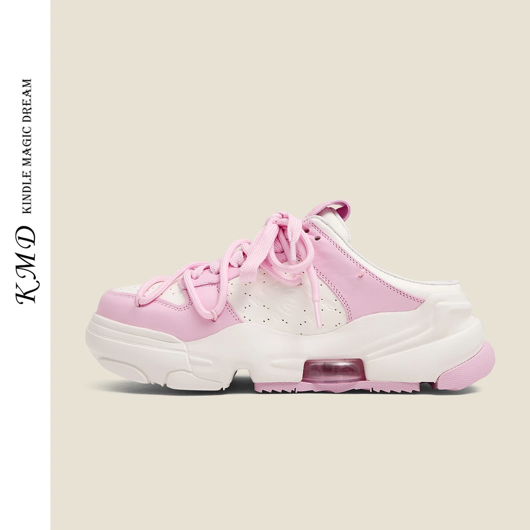 KMDSHOES夏季新款百搭真皮包头凉拖鞋女外穿休闲厚底半拖鞋女款