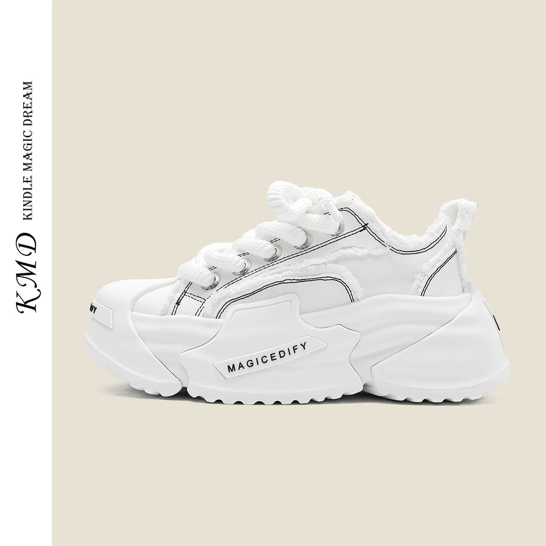 KMDSHOES秋季新款真皮厚底溶解鞋女老爹鞋时尚百搭运动休闲鞋潮鞋