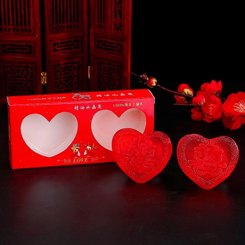婚庆香皂喜心形结婚红色伴娘伴手礼女方陪嫁新婚洗漱玫瑰精油一对