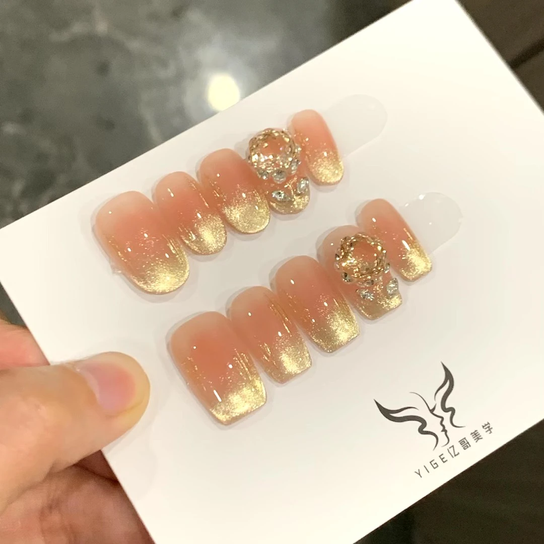 亿哥-【千禧玫瑰】- 设计师纯手绘重工款猫眼纯手工轻奢穿戴美甲