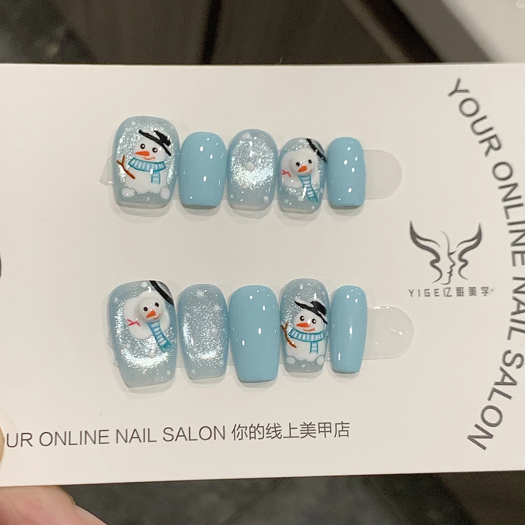 冰雪奇缘 冬日美甲亿哥轻奢手工穿戴甲-Y0165