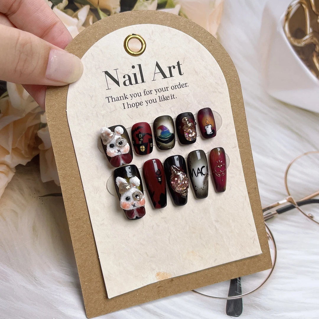 亿哥-【魔法兔】- 设计师纯手绘手捏浮雕优雅纯手工轻奢穿戴美甲