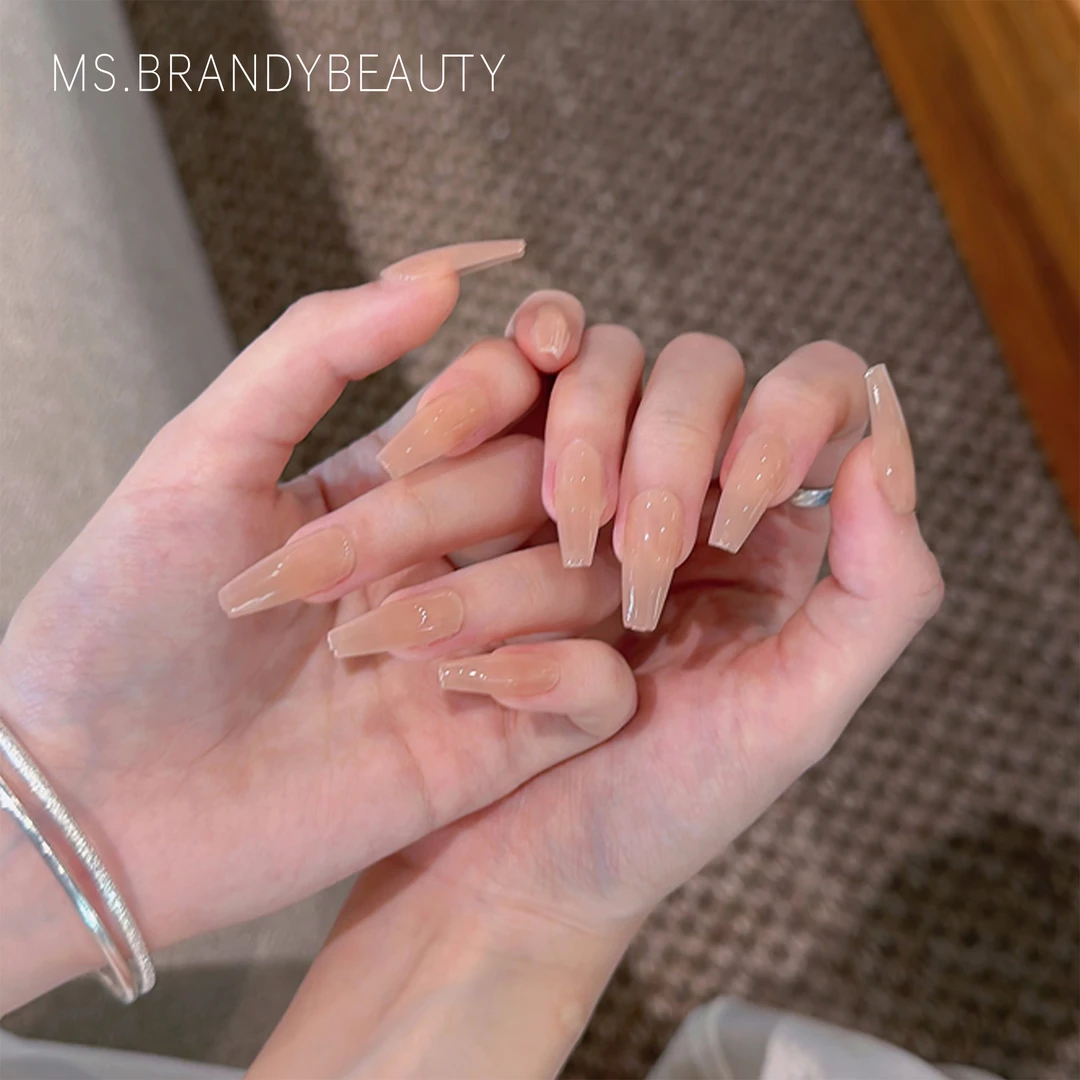 MsBrandy【华妃】纯手工穿戴甲纯欲杏仁甲片美人尖裸色显白百搭温柔