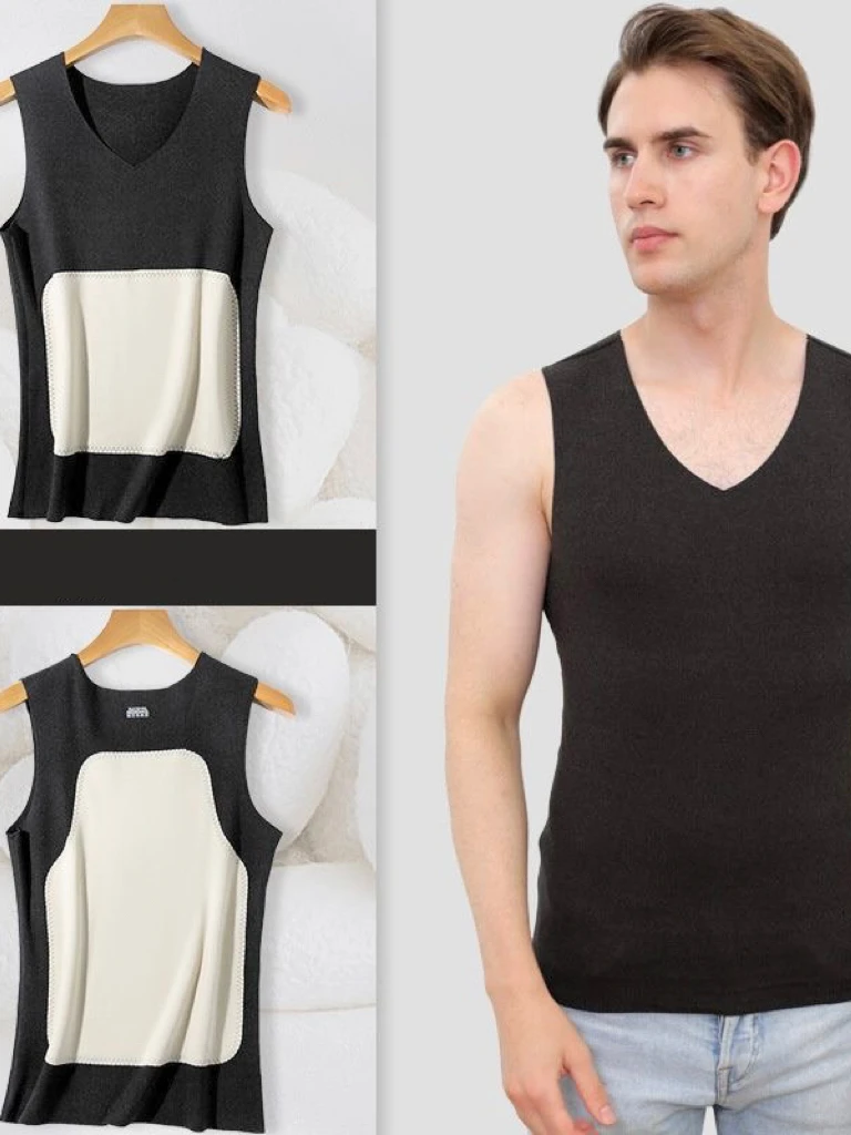 【男贴】B01男士贴片无痕男保暖内衣秋冬打底加厚背心