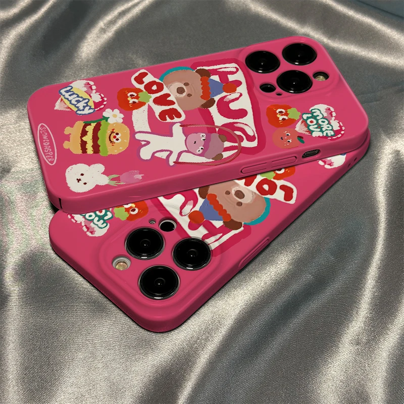 玫红卡通适用苹果14手机壳14promax小米13菲林OPPOVIVO硬壳13手机
